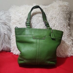 Vintage Coach Hamilton Large Green Pebbled Leather Tote, Handbag